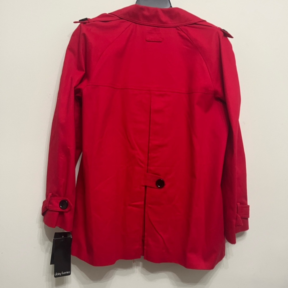 Daisy Fuentes Women's Red Double-Breasted rain coat xl nwt - Picture 2 of 9